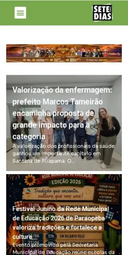 スポンサード記事向けのブラジルメディア、Sete Diasのサイトプレビュー