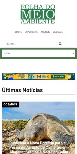 スポンサード記事向けのブラジルメディア、Folha do Meio Ambienteのサイトプレビュー