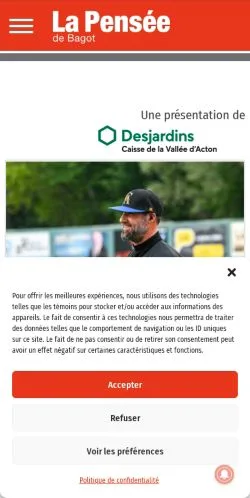 스폰서 기사용 캐나다 매체 La Pensée de Bagot 사이트 미리보기