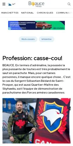 Anteprima del sito Beauce Média, media di Canada per articoli sponsorizzati