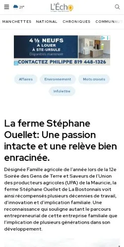 Anteprima del sito L’Écho de la Tuque, media di Francia per articoli sponsorizzati