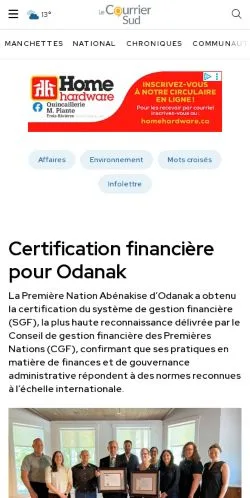 Preview of the Le Courrier Sud website, a media outlet in France for sponsored articles