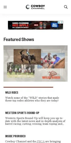 Anteprima del sito Cowboy Channel, media di Stati Uniti per articoli sponsorizzati