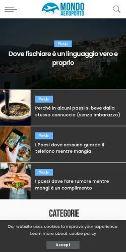 Anteprima del sito Mondo Aeroporto, media di Italia per articoli sponsorizzati