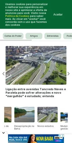 Anteprima del sito Bahia Notícias, media di Brasile per articoli sponsorizzati