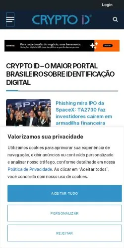 Förhandsvisning av webbplatsen Crypto ID, medium i Brasilien för sponsrade artiklar