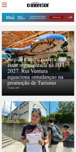 Förhandsvisning av webbplatsen Jornal O Interior, medium i Portugal för sponsrade artiklar