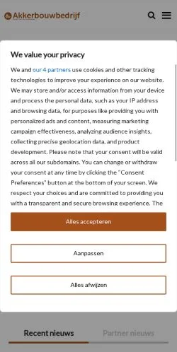 스폰서 기사용 네덜란드 매체 Akkerbouwbedrijf 사이트 미리보기