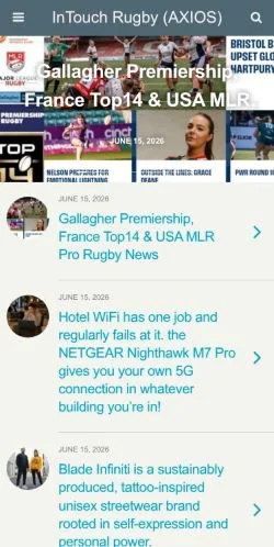 스폰서 기사용 미국 매체 InTouch Rugby 사이트 미리보기