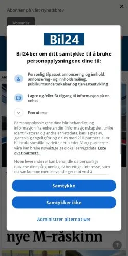 Forhåndsvisning af Bil24, medie fra Norge til sponsorerede artikler
