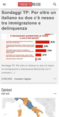 Anteprima del sito Termometro Politico, media di Italia per articoli sponsorizzati
