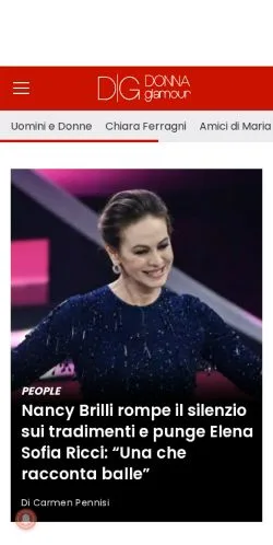 Anteprima del sito Donna Glamour, media di Italia per articoli sponsorizzati