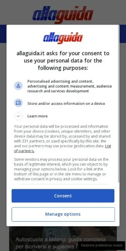 スポンサード記事向けのイタリアメディア、Alla Guidaのサイトプレビュー