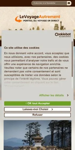 Vista previa del sitio Le Voyage Autrement, medio de Francia para artículos patrocinados