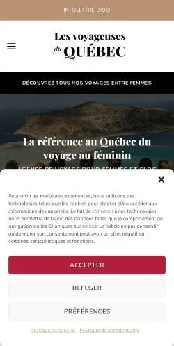 스폰서 기사용 프랑스 매체 Les Voyageuses du Québec 사이트 미리보기