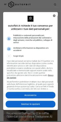 Förhandsvisning av webbplatsen OutOfBit, medium i Italien för sponsrade artiklar