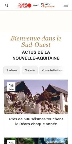 Anteprima del sito Passion Aquitaine, media di Francia per articoli sponsorizzati