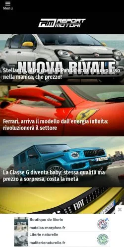 Anteprima del sito ReportMotori, media di Italia per articoli sponsorizzati