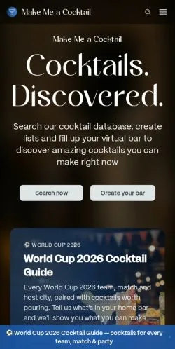Sponsorlu makaleler için Amerika Birleşik Devletleri medyası Make Me A Cocktail sitesinin önizlemesi