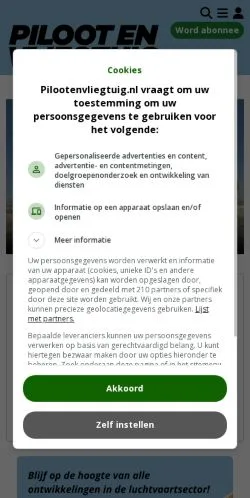 Anteprima del sito Piloot & Vliegtuig, media di Paesi Bassi per articoli sponsorizzati