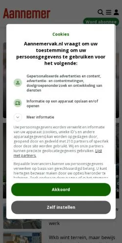 Anteprima del sito Vakblad Aannemer, media di Paesi Bassi per articoli sponsorizzati