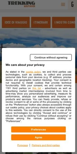 Preview of the Trekking&Outdoor website, a media outlet in Italy for sponsored articles