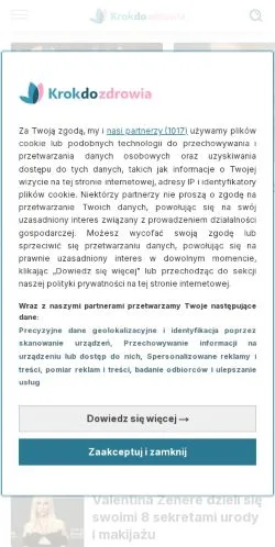 Vista previa del sitio Krok do Zdrowia, medio de Polonia para artículos patrocinados