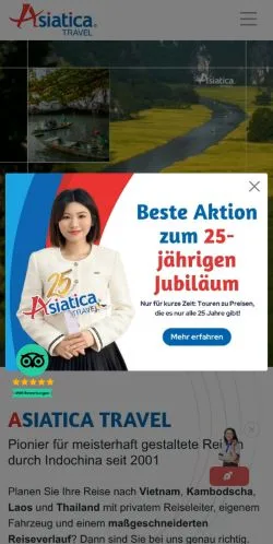 Podgląd witryny Asiatica Travel, medium z kraju Niemcy do artykułów sponsorowanych