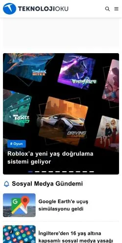 Anteprima del sito Teknoloji Oku, media di Turchia per articoli sponsorizzati