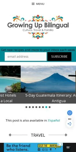スポンサード記事向けのアメリカ合衆国メディア、Growing Up Bilingualのサイトプレビュー