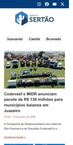 スポンサード記事向けのブラジルメディア、Agência Sertãoのサイトプレビュー