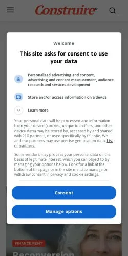 Aperçu du site Construire, média de France pour articles sponsorisés