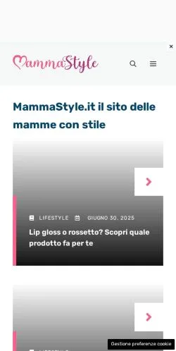 스폰서 기사용 이탈리아 매체 MammaStyle 사이트 미리보기