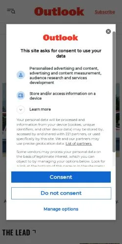 스폰서 기사용 미국 매체 Outlook India 사이트 미리보기