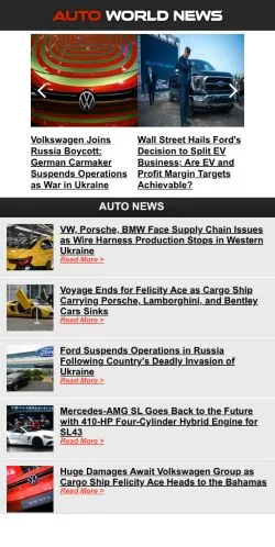 Anteprima del sito Auto World News, media di Stati Uniti per articoli sponsorizzati