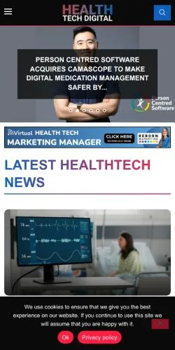 Vista previa del sitio Health Tech Digital, medio de Reino Unido para artículos patrocinados
