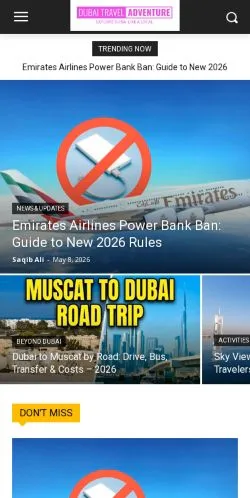 Anteprima del sito Dubai Travel Adventure, media di Stati Uniti per articoli sponsorizzati