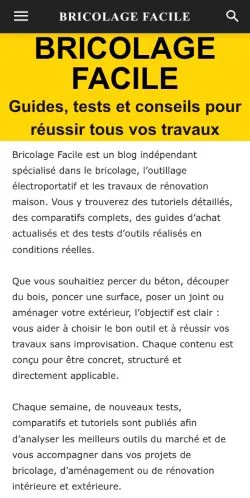 Anteprima del sito Bricolage Facile, media di Francia per articoli sponsorizzati