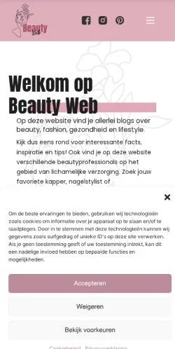 Anteprima del sito BeautyWeb, media di Paesi Bassi per articoli sponsorizzati