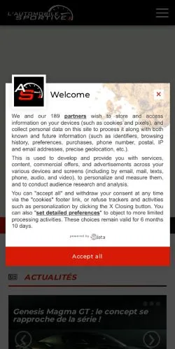 スポンサード記事向けのフランスメディア、L'Automobile Sportiveのサイトプレビュー