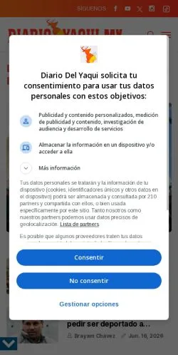 Anteprima del sito Diario Del Yaqui, media di Messico per articoli sponsorizzati