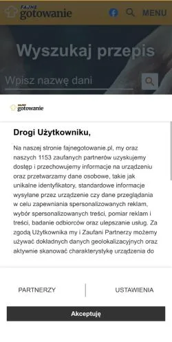 Podgląd witryny Fajne Gotowanie, medium z kraju Polska do artykułów sponsorowanych