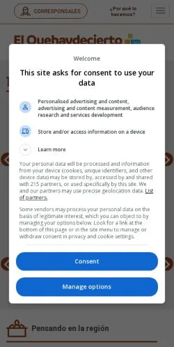 Anteprima del sito El Que Hay Decierto, media di Spagna per articoli sponsorizzati