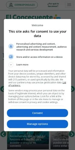 Anteprima del sito El Concecuente, media di Spagna per articoli sponsorizzati