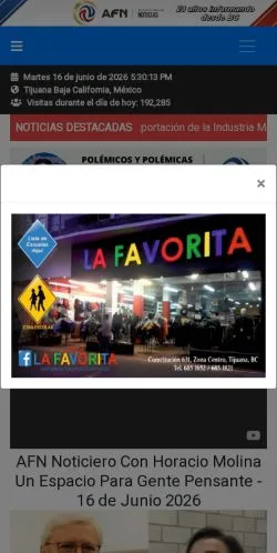 Anteprima del sito AFN Tijuana, media di Spagna per articoli sponsorizzati