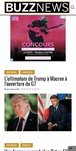 Pré-visualização do site Buzznews, meio de Canadá para artigos patrocinados