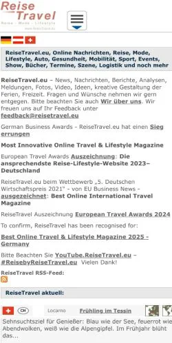Podgląd witryny ReiseTravel, medium z kraju Niemcy do artykułów sponsorowanych