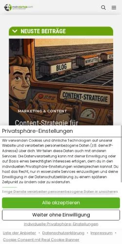 Anteprima del sito MeinStartup, media di Germania per articoli sponsorizzati