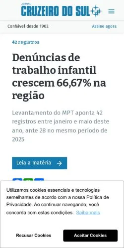 Podgląd witryny Cruzeiro do Sul, medium z kraju Brazylia do artykułów sponsorowanych