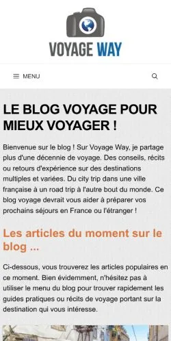 Pré-visualização do site Voyage Way, meio de França para artigos patrocinados